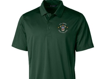 Olive polo embroidered with U.S. Army lettering
