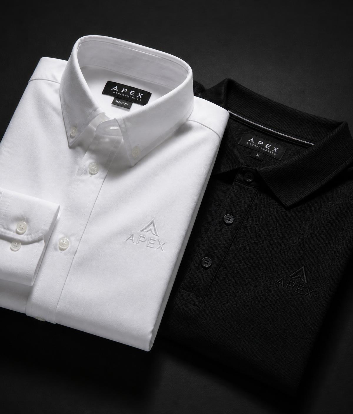 Rack of corporate polos and jackets